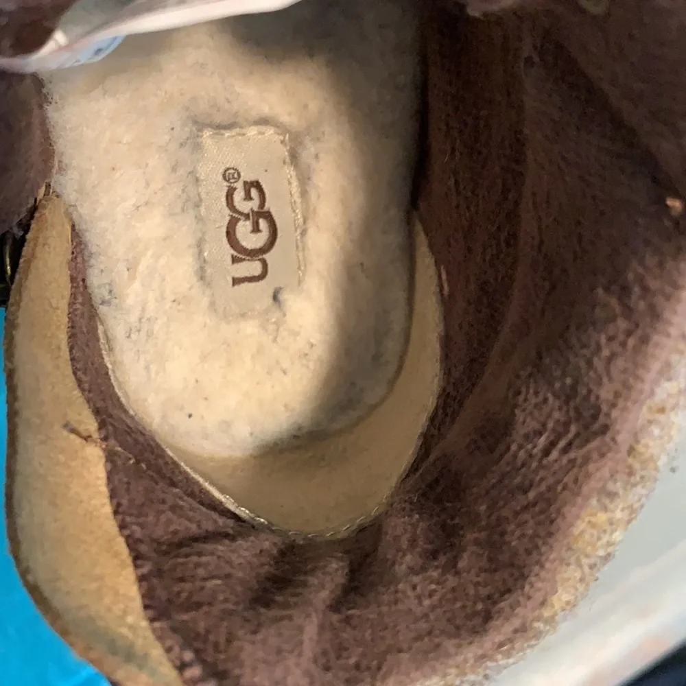 UGG Kids Brown Boot with Wool Collar